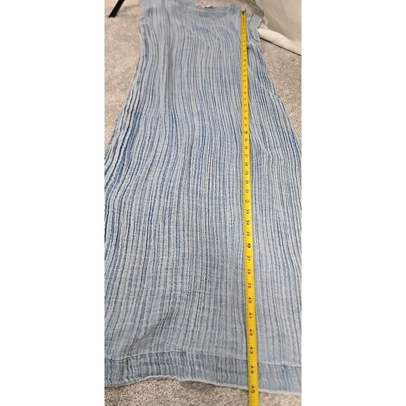 Faherty Gauze Blue Dye Midi Dress 100% Organic Cotton Women’s Sz  S Missing Belt - Picture 7 of 7